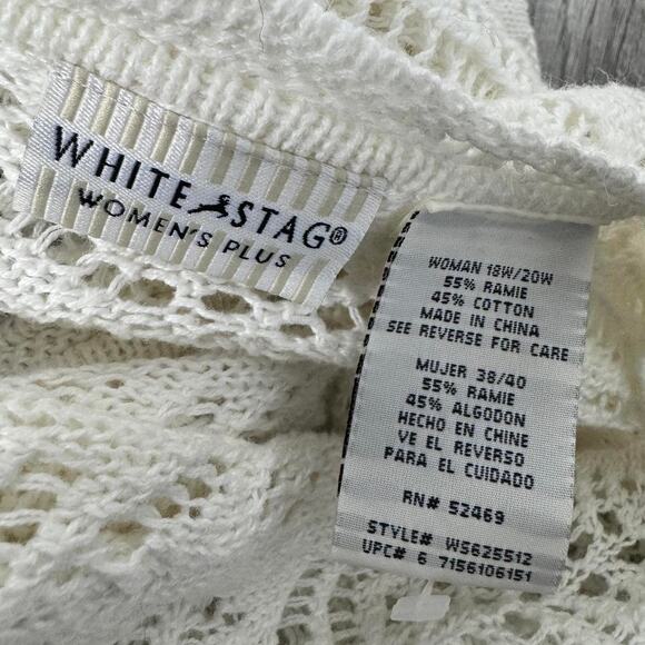 Y2K 90s Costal Cowgirl Open Knit Tie Cardigan White Plus Size - Picture 4 of 5